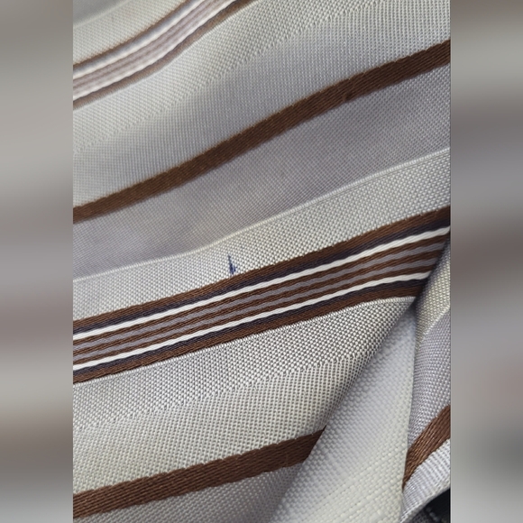 Beige, brown and gray striped silk IZAC 4 men tie/ pre-owned - Picture 3 of 12